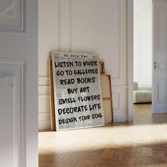 Retro Newspaper Typography Black And White Aesthetic Wall Art, Unframed Paper Poster 8x10in