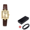 thumbnail image 1 of Retro Niche Design Square Rectangular Gold Dial Quartz Women's Watch Casual Brown Leather Waterproof Fashion Watch Relogio (Rectangular brown), 1 of 7