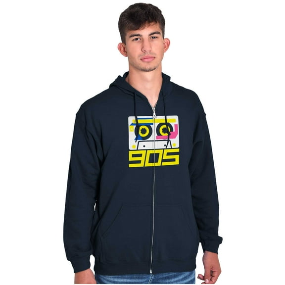 Retro Nineties Colorful Cassette Tape Unisex Fleece Graphic Zip Up Hoodie Brisco Brands 4X