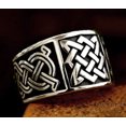 thumbnail image 1 of Retro Nordic Viking Celtic Knot Titanium Steel Ring For Men Polished Finish US Ring Sizes 7 8 9 10 11 12 13 Crafted, 1 of 5