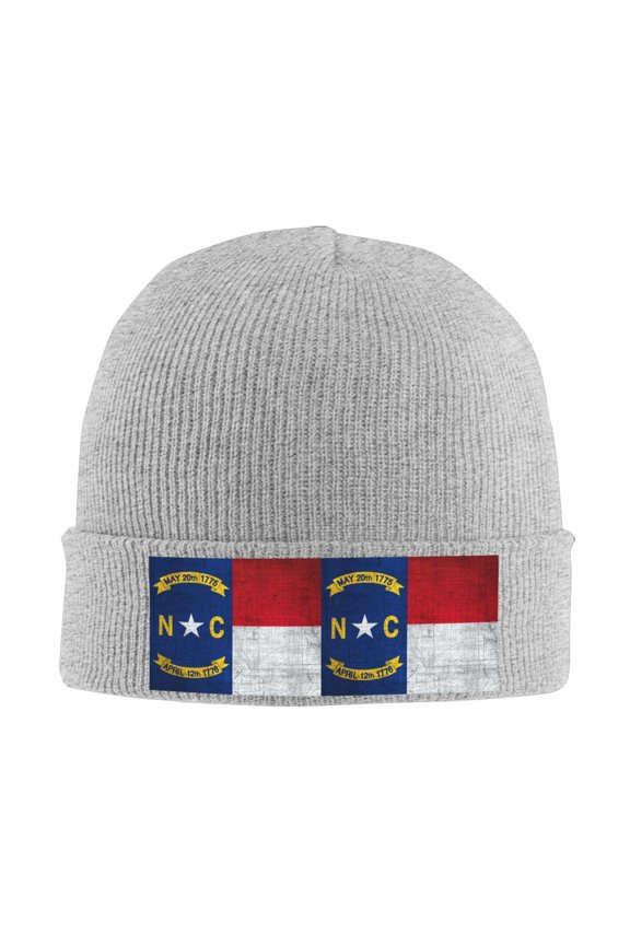 Retro North-Carolina Flag Beanie Hat Knit Hat Skull Cap for Men Women Winter Hat Gray