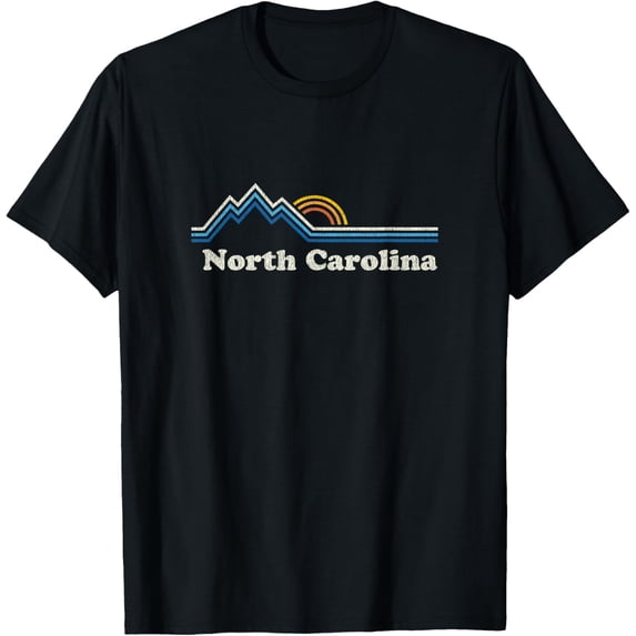 Retro North Carolina NC T Shirt Vintage Mountains Tee T-Shirt- Classic Hiking shirt Unisex 100% Cotton Crew Neck T-Shirt Breathable Casual Everyday Wear Affordable Graphic Soft Cheap t shirts