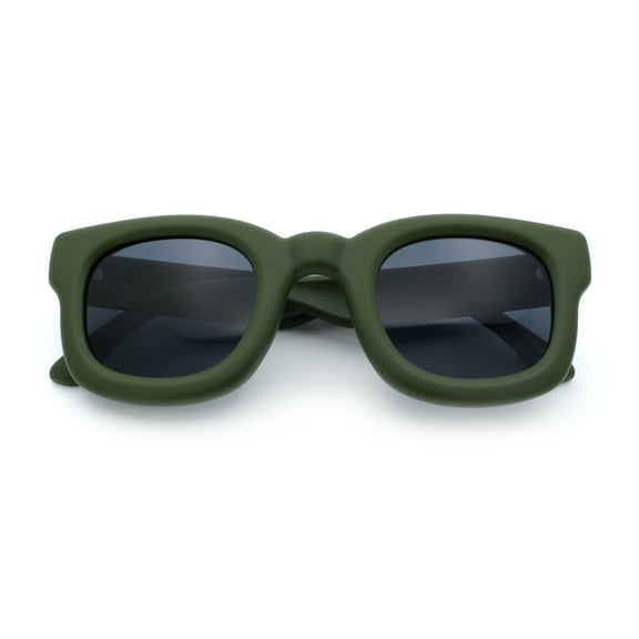 Retro Nostalgic Thick Bubble Plastic Frame Retro Horn Rim Sunglasses Green - Black