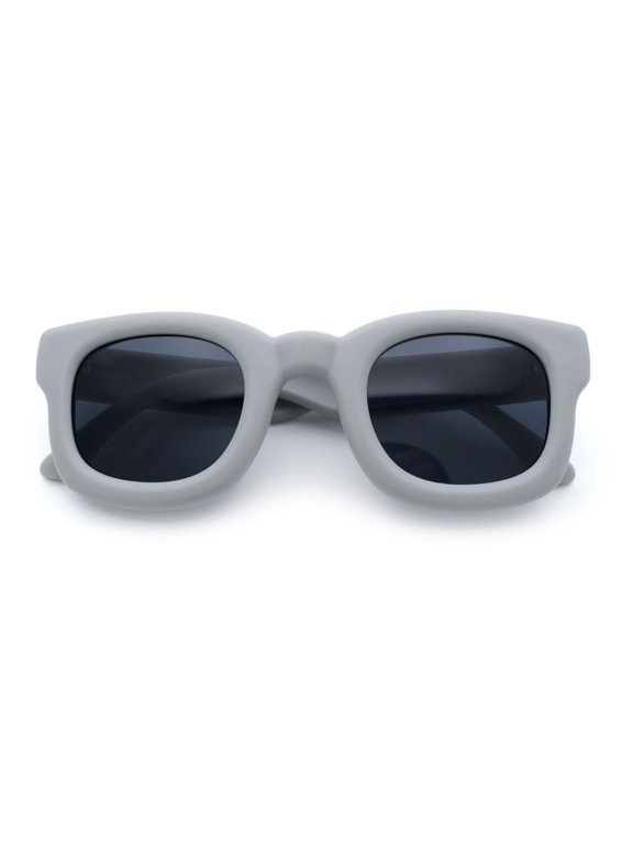Retro Nostalgic Thick Bubble Plastic Frame Retro Horn Rim Sunglasses Grey - Black