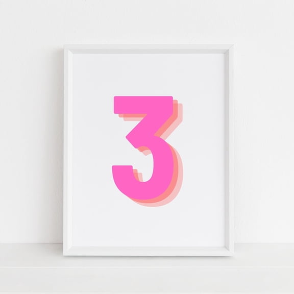Retro Number 3 Monogram Pink And Orange Birthday Age Baby Room Decor