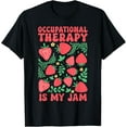 thumbnail image 1 of Retro Occupational Therapy Is My Jam Boho Floral Strawberry T-Shirt Shirts, 1 of 3