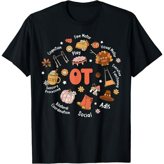 Retro Occupational Therapy OT Therapist Fall Thanksgiving T-Shirt