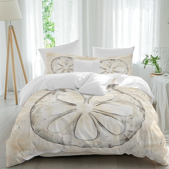 Retro Ocean Duvet Cover Set King Size, Sand Money 4 Piece Soft Microfiber Bedding Set with 1 Duvet Cover, 1 Flat Sheet, 2 Pillowcases