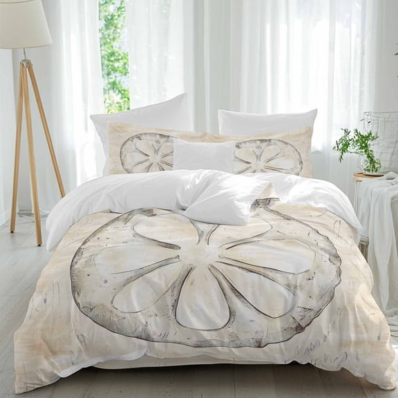 Retro Ocean Queen Duvet Cover Set, Sand Money 4 Piece Microfiber Bedding Set with Zipper Closure, Bed Sheet and 2 Pillow Shams, Soft Bedding Cover