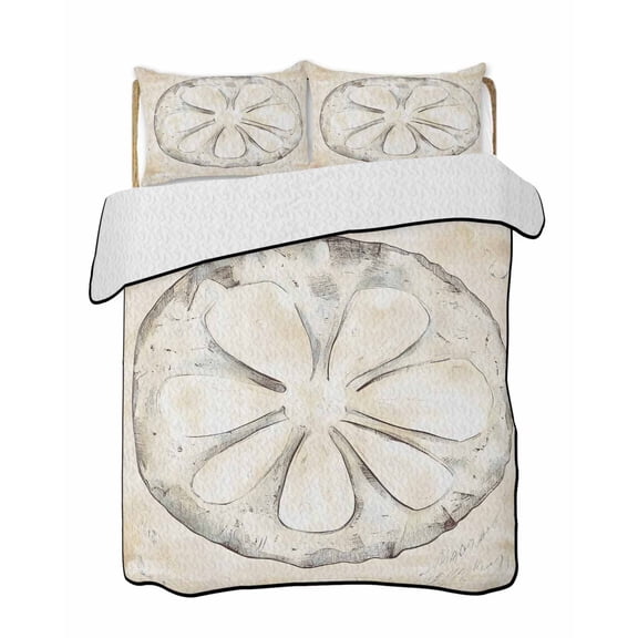 Retro Ocean Quilts Bedding Set California King Sand Money Lightweight Quilted Bedspread 3 Piece Bed Quilt with 2 Pillow Shams All Season for Bedroom 96" x 106"