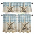 thumbnail image 1 of Retro Ocean Starfish Kitchen Curtains Valances and Tiers Set of 3 Coastal Vintage Watercolor Beach Marine Life Tier Curtains and Valance with Rod Pocket for Small Windows, 27.5"x24", 1 of 9