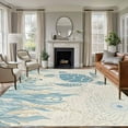 thumbnail image 1 of Retro Ocean Washable Living Room Rugs 6'x9', Blue Beige Sea Turtles Shells Jellyfish Seaweed Low Pile Throw Large Area Rug Non-Slip Sturdy Edge Binding Carpet for Dining Room Kitchen Office, 1 of 9