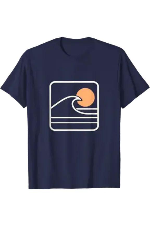 Retro Ocean Wave Sunset Surf Beach Minimalist T-Shirt T-Shirt