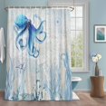 thumbnail image 1 of Retro Oceans Shower Curtains for Bathroom, Watercolor Beige Blue Octopus Starfish Seaweed Washable Fabric Shower Curtain with Hooks Waterproof Bathroom Decor Sets, 66 x 72 Inches, 1 of 9