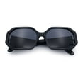thumbnail image 1 of Retro Octagonal Dimensional Plastic Thick Temple Fashion Sunglasses All Black, 1 of 8