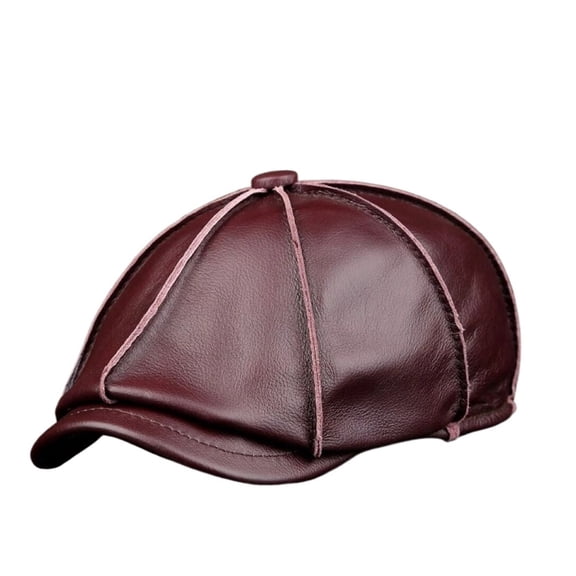 Retro Octagonal Genuine Leather Hat Autumn Men's Cowhide Leather Beret Elegant Fashion Tongue Cap Caps For Men ,Fashion