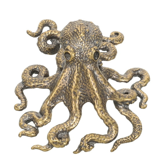 Copper Octopus Statue for Decoration Vintage and Durable Desk Ornament with Compact Size
