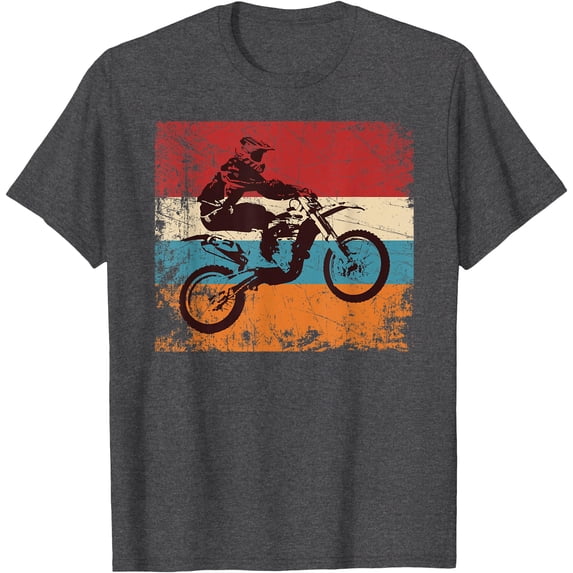Retro Off Road Motorcycle Motocross Enduro Gift Softstyle Unisex T-Shirt,Dark Heather Grey Color,Size L