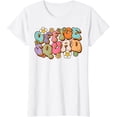 thumbnail image 1 of Retro Office Squad Groovy Hippie Happy Face Flower T-Shirt, 1 of 3