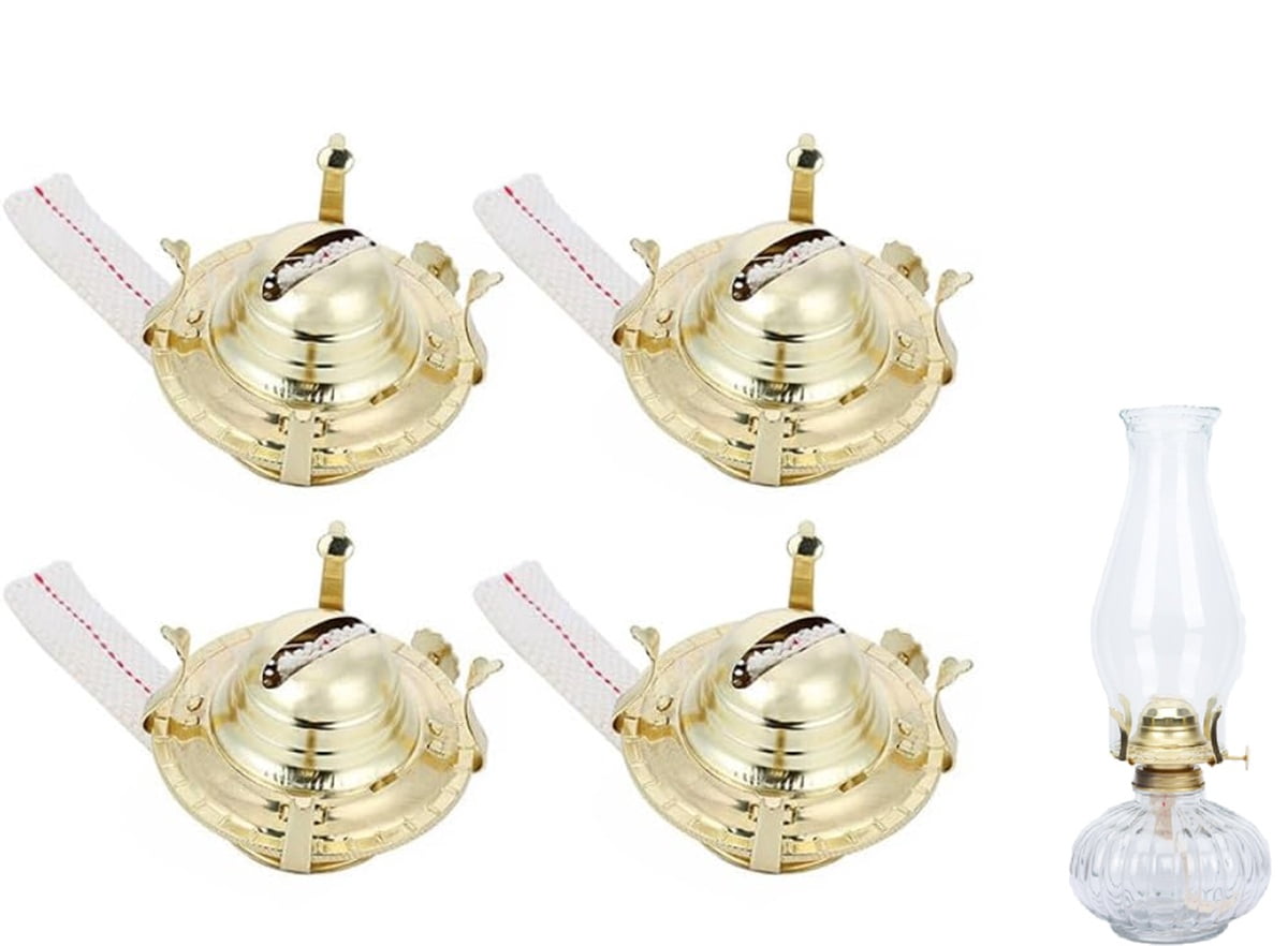 Retro Oil Lamp Burners, Metal Kerosene Lamp Replacement Parts with Wicks, Vintage Lamp Burner for Home & Outdoor Use, Oil Lamp Repair & Replacement Kit(RL 4 PCS)