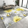 thumbnail image 1 of Retro Oil Painting Area Rug, Abstract Gray And Yellow Flowers Indoor Washable Rugs, Non-Slip Low Pile Thin Foldable Sofa Carpet For Living Room Bedroom Entryway Hallway Garden 4x6ft, 1 of 6