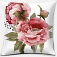 thumbnail image 1 of Retro Oil Painting Style Rose Flower Cushion Cover Pink Semi-Double Large Floral Sofa Decorative Throw Pillow, 1 of 5