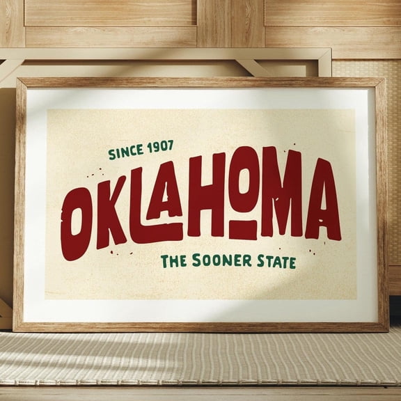 Retro Oklahoma Art Print Sooner State Oklahoma Poster Oklahoma Wall Decor Retro United States Wall Art Gift For Traveler Or Oklahomans Wall Art Modern Wall Decor