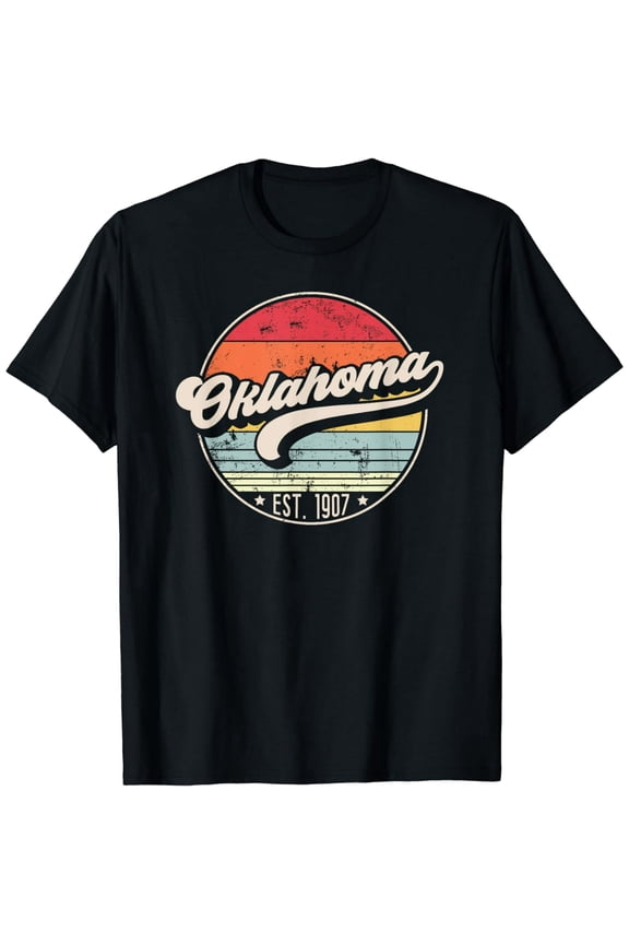 Retro Oklahoma Home State OK Cool 70s Style Sunset T-Shirt