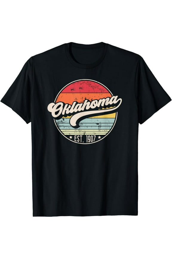 Retro Oklahoma Home State OK Cool 70s Style Sunset T-Shirt