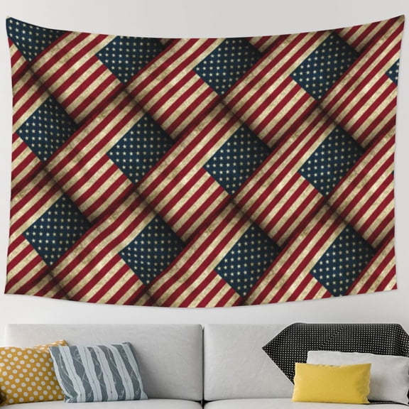 Retro Old America Flag Tapestry Bedroom Living Room Tapestry Room Decorative Aesthetic Tapestries (90 In * 60 In)