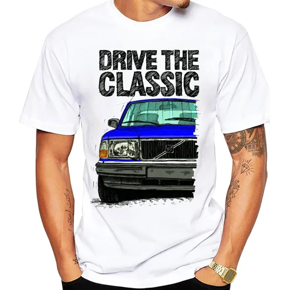 Retro Old Classic 240 90's Model T-Shirt Summer Men Short Sleeve Hip Hop Boy Casual Tshirts Turbo Wagons Car White Tees