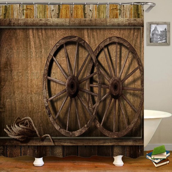 Retro Old Door Brick Wall Scenery Bath Curtain Waterproof Fabric Shower Curtains Vintage Style Bathtub Screen for Bathroom Decor
