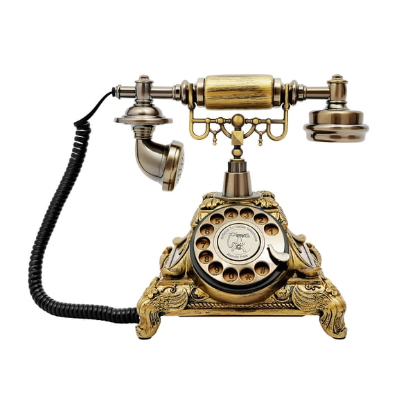 Vintage Telephone, Resin Vintage Rotary Handset Desk Telephone Retro Turntable Dial Phone