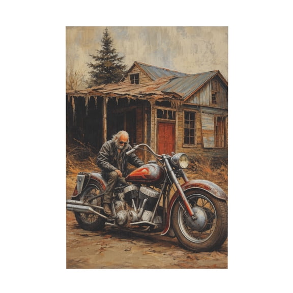 Retro Old Man and Old House Tin Metal Style Canvas Wall Art for Bedroom Cafe Bathroom 12*18in