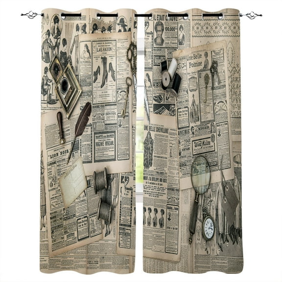 Retro Old Newspaper Curtain For Living Room Bedroom Kitchen Interior Curtains House Decoration Windo