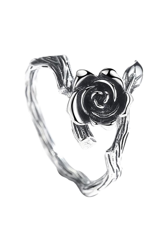 Retro Old Rose Open Adjustable Ring, Alloy Material, Simple Temperament Design, Suitable for Parties/Birthdays/Christmas, Great Gift for Women (1 Piece, As Pictured)