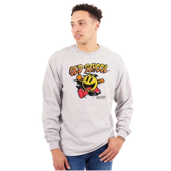 Retro Old School Arcade Game PACMAN Unisex Plus Size Long Sleeve Shirt Brisco Brands 2X