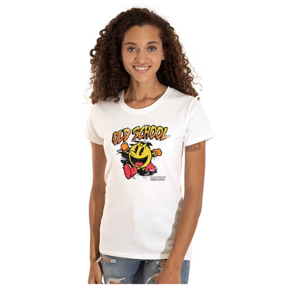 Retro Old School Arcade Game PACMAN Women's T Shirt Ladies Tee Brisco Brands L