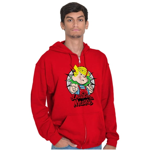 Retro Old School Dennis The Menace Unisex Plus Size Zip Hoodie Brisco Brands 4X