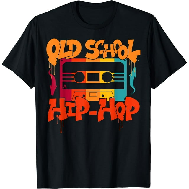 Retro Old School Hip-hop Graffiti Cassette T-shirt Short Sleeve Casual ...