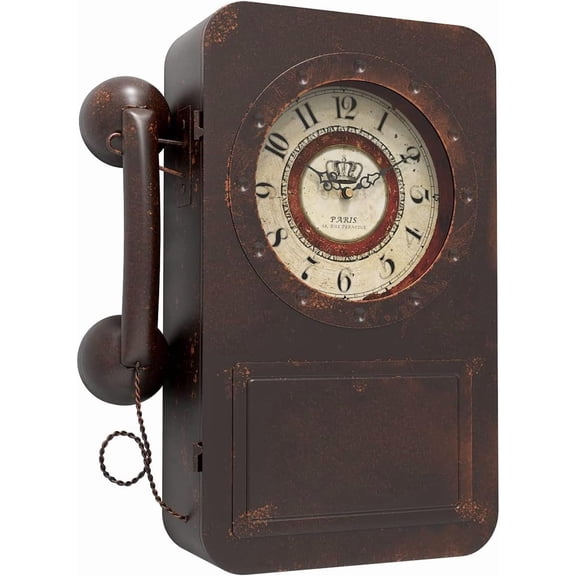 Retro Old Telephone Wall Clock with Safe