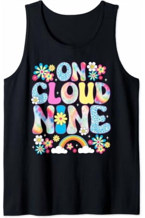 Retro On Cloud Nine Flower 9Th Birthday 9 Years Old Tank Top Size S-3XL
