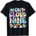 thumbnail image 1 of Retro On Cloud Nine Flower Happy 9Th Birthday 9 Years Old T-Shirt, 1 of 5