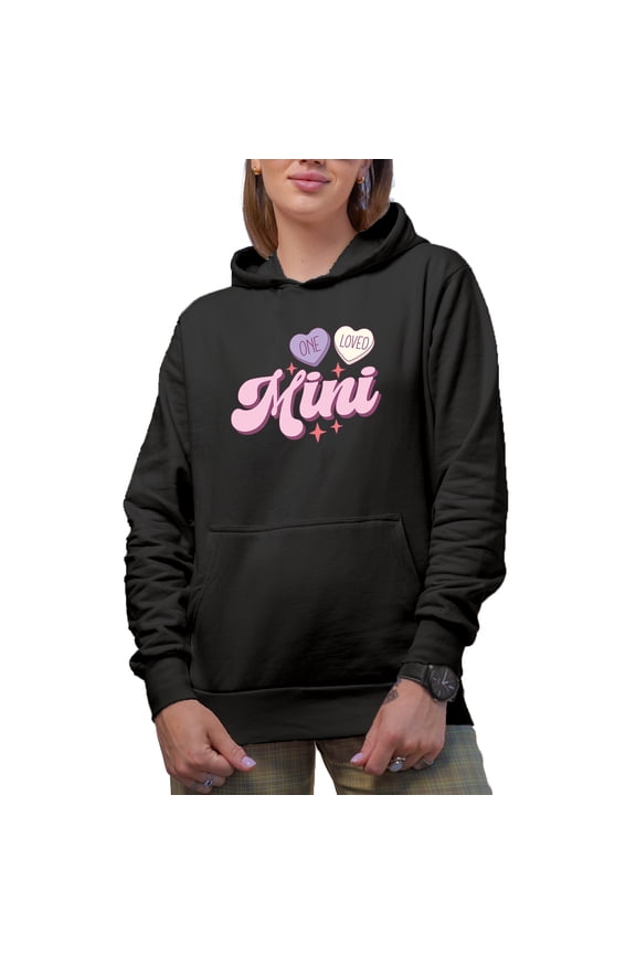 Retro One Loved Mini, Mother-To-Daughter Mother's Day Gift, Black Hooded Sweatshirt or Hoodie, 3XL