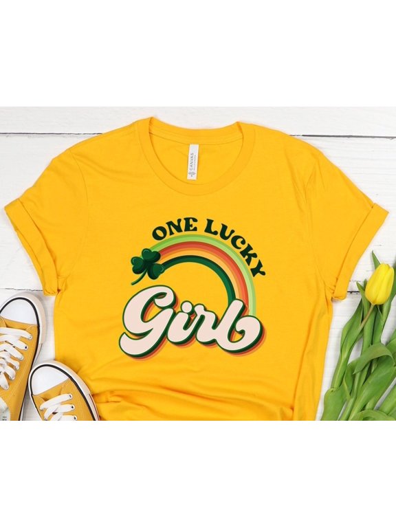 Retro One Lucky Girl Shirt St Patrickamp39s Rainbow Funny St Patrickamp39s Day Shirt Shamr