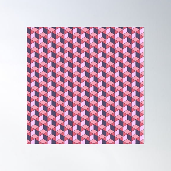 Retro Optical Cube Pattern Poster Wall Art, Modern Wall Decor For Living Room Bedroom, 24x24 UNFRAMED