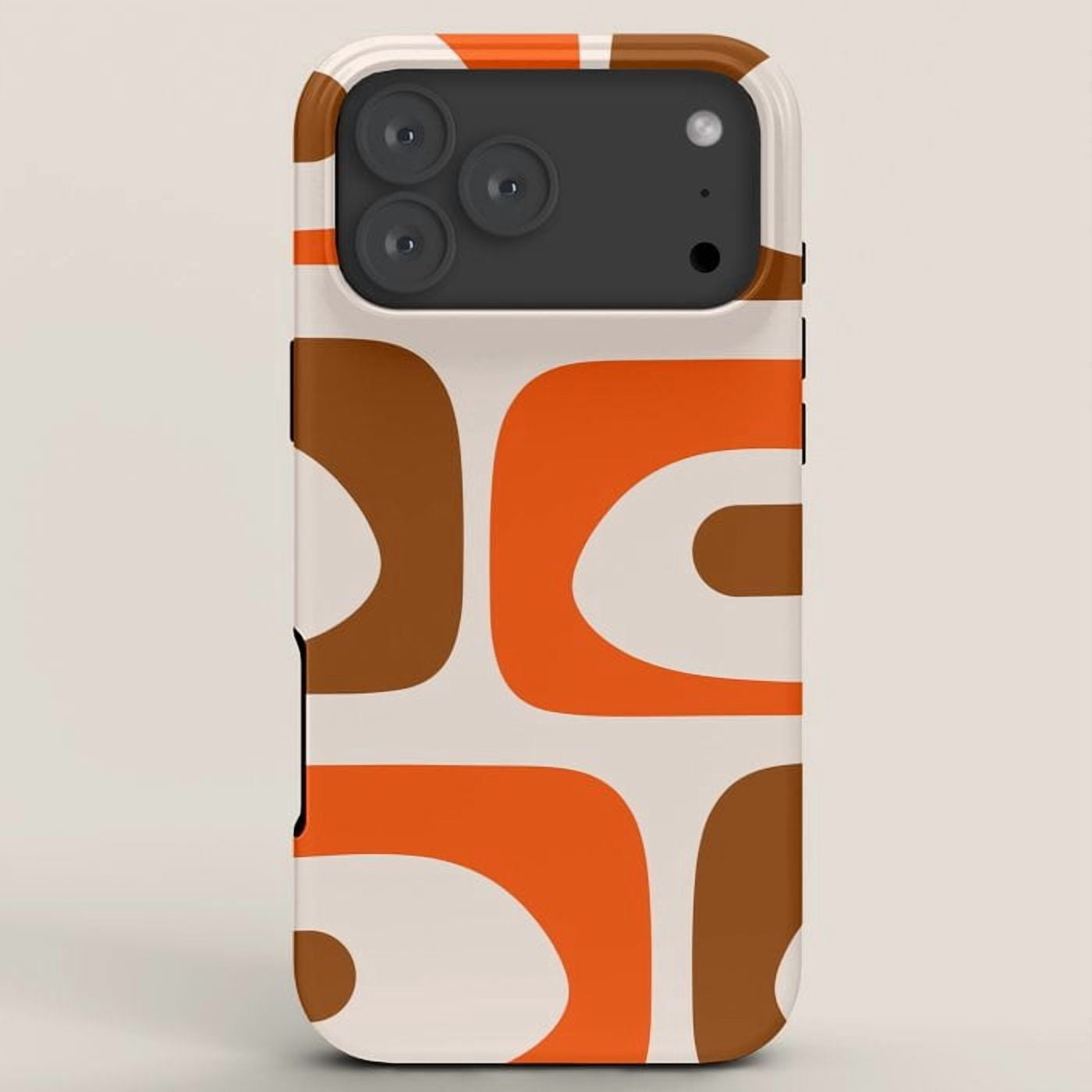 Retro Orange, Brown and Cream Rounded Geometric Tough Phone Case ...