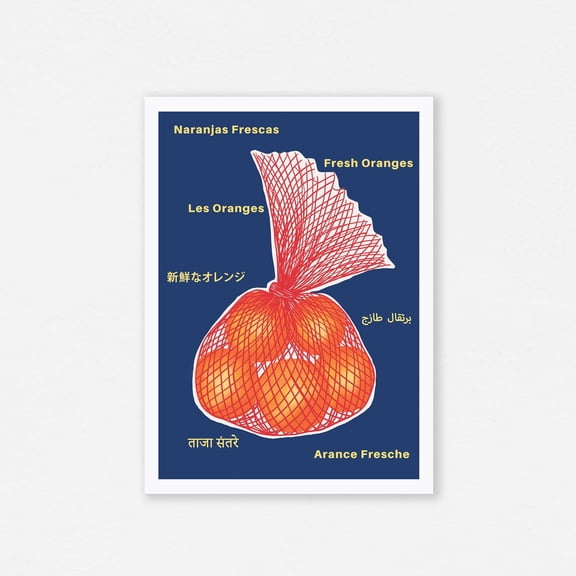 Retro Orange Mesh Bag Print, Unframed Paper Poster 8x10in