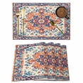thumbnail image 1 of Retro Orange Pattern Placemats Set of 2, Ethnic Orange Blue Floral Texture Non-Slip Place Mats Washable Table Mats for Kitchen Dining Table Decorations Indoor/Outdoor, 1 of 9
