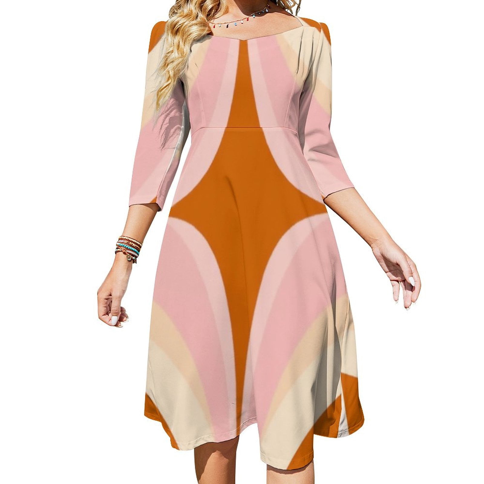 open lace back dress SNDYS Angel Midi Dress Swirl Orange Selfie Leslie